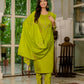 Lorenvalley Fashion Parrotgreen Marina Silk Multi Embroidery Thread,With Hand Work Kurta Pant Dupatta - Swadesiicart
