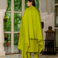 Lorenvalley Fashion Parrotgreen Marina Silk Multi Embroidery Thread,With Hand Work Kurta Pant Dupatta - Swadesiicart
