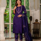 Lorenvalley Fashion Wine Marina Silk Multi Embroidery Thread,With Hand Work Kurta Pant Dupatta - Swadesiicart