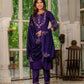 Lorenvalley Fashion Wine Marina Silk Multi Embroidery Thread,With Hand Work Kurta Pant Dupatta - Swadesiicart