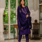 Lorenvalley Fashion Wine Marina Silk Multi Embroidery Thread,With Hand Work Kurta Pant Dupatta - Swadesiicart