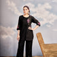 Lorenvalley Fashion Black Heavy Rayon Multi Embroidery Thread Work Co-Ords Set - Swadesiicart