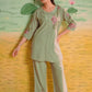 Lorenvalley Fashion Green Heavy Rayon Multi Embroidery Thread Work Co-Ords Set - Swadesiicart