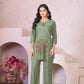 Lorenvalley Fashion Green Heavy Rayon Multi Embroidery Thread Work Co-Ords Set - Swadesiicart