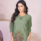 Lorenvalley Fashion Green Heavy Rayon Multi Embroidery Thread Work Co-Ords Set - Swadesiicart