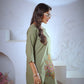 Lorenvalley Fashion Green Heavy Rayon Multi Embroidery Thread Work Co-Ords Set - Swadesiicart