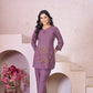 Lorenvalley Fashion Lavender Heavy Rayon Multi Embroidery Thread Work Co-Ords Set - Swadesiicart