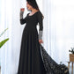 Lorenvalley Women Georgette Anarkali Gown Duppta Full Set With Pent Ready To Wear - Black | Swadesiicart