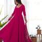 Lorenvalley Women Georgette Anarkali Gown Duppta Full Set With Pent Ready To Wear - Magenta | Swadesiicart