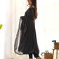 Lorenvalley Fashion Women Pure Soft Faux Georgette Laheriya Print Fully Flair Anarkali Kurta Pant With Dupatta Set - Black | Swadesiicart
