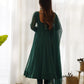 Lorenvalley Fashion Women Pure Soft Faux Georgette Laheriya Print Fully Flair Anarkali Kurta Pant With Dupatta Set - Green | Swadesiicart