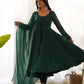 Lorenvalley Fashion Women Pure Soft Faux Georgette Laheriya Print Fully Flair Anarkali Kurta Pant With Dupatta Set - Green | Swadesiicart