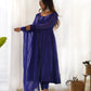 Lorenvalley Fashion Women Pure Soft Faux Georgette Laheriya Print Fully Flair Anarkali Kurta Pant With Dupatta Set - Blue | Swadesiicart