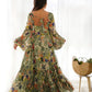 Lorenvalley Women Pure Soft Faux Georgette Floral Print Anarkali Gown - Seagreen - Swadesiicart
