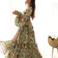 Lorenvalley Women Pure Soft Faux Georgette Floral Print Anarkali Gown - Seagreen - Swadesiicart