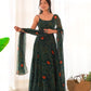 Lorenvalley Women Soft Chiffon Bandhej Fabric Print Fully Flair Anarkali With Pant Dupatta Set - Green | Swadesiicart