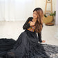 Lorenvalley Women Pure Soft Faux Georgette Leheriya Print Anarkali Gown - Black | Swadesiicart