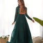 Lorenvalley Women Pure Soft Faux Georgette Leheriya Print Anarkali Gown - Green | Swadesiicart