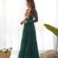 Lorenvalley Women Pure Soft Faux Georgette Leheriya Print Anarkali Gown - Green | Swadesiicart