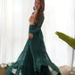 Lorenvalley Women Pure Soft Faux Georgette Leheriya Print Anarkali Gown - Green | Swadesiicart