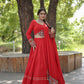 Lorenvalley Red Rayon with Real Mirror Embroidered Kutchi Thread work with codi Lehenga Choli | Swadesiicart