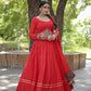 Lorenvalley Red Rayon with Real Mirror Embroidered Kutchi Thread work with codi Lehenga Choli | Swadesiicart