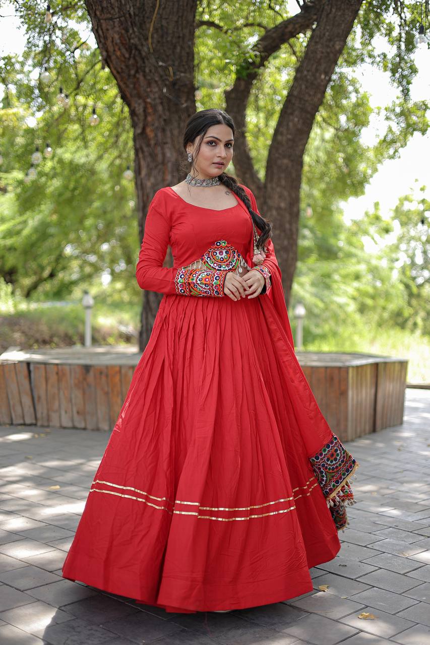 Lorenvalley Red Rayon with Real Mirror Embroidered Kutchi Thread work with codi Lehenga Choli | Swadesiicart