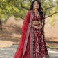 Lorenvalley Maroon Pure Viscose Jacquard with Embroidered Sequins work Lehenga Choli | Swadesiicart
