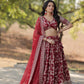 Lorenvalley Maroon Pure Viscose Jacquard with Embroidered Sequins work Lehenga Choli | Swadesiicart