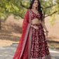Lorenvalley Maroon Pure Viscose Jacquard with Embroidered Sequins work Lehenga Choli | Swadesiicart