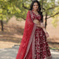 Lorenvalley Maroon Pure Viscose Jacquard with Embroidered Sequins work Lehenga Choli | Swadesiicart