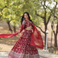 Lorenvalley Maroon Pure Viscose Jacquard with Embroidered Sequins work Lehenga Choli | Swadesiicart