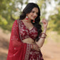 Lorenvalley Maroon Pure Viscose Jacquard with Embroidered Sequins work Lehenga Choli | Swadesiicart