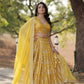 Lorenvalley Yellow Pure Viscose Jacquard with Embroidered Sequins work Lehenga Choli | Swadesiicart