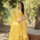 Lorenvalley Yellow Pure Viscose Jacquard with Embroidered Sequins work Lehenga Choli | Swadesiicart