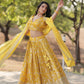 Lorenvalley Yellow Pure Viscose Jacquard with Embroidered Sequins work Lehenga Choli | Swadesiicart
