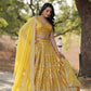 Lorenvalley Yellow Pure Viscose Jacquard with Embroidered Sequins work Lehenga Choli | Swadesiicart