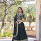 Lorenvalley Green Faux Blooming Georgette with Sequins Embroidered work Lehenga Choli | Swadesiicart