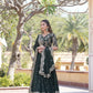 Lorenvalley Green Faux Blooming Georgette with Sequins Embroidered work Lehenga Choli | Swadesiicart