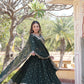 Lorenvalley Green Faux Blooming Georgette with Sequins Embroidered work Lehenga Choli | Swadesiicart