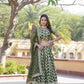 Lorenvalley Green Pure Viscose Jacquard with Embroidered Sequins work Lehenga Choli | Swadesiicart