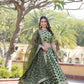 Lorenvalley Green Pure Viscose Jacquard with Embroidered Sequins work Lehenga Choli | Swadesiicart