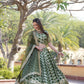 Lorenvalley Green Pure Viscose Jacquard with Embroidered Sequins work Lehenga Choli | Swadesiicart