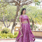 Lorenvalley Magenta Pure Viscose Jacquard with Embroidered Sequins work Lehenga Choli | Swadesiicart
