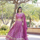 Lorenvalley Magenta Pure Viscose Jacquard with Embroidered Sequins work Lehenga Choli | Swadesiicart