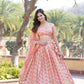 Lorenvalley Peach Pure Viscose Jacquard with Embroidered Sequins work Lehenga Choli | Swadesiicart