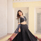 Lorenvalley Black Viscose Jacquard Lehenga Choli with Gajji silk Dupatta | Swadesiicart