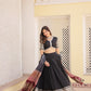 Lorenvalley Black Viscose Jacquard Lehenga Choli with Gajji silk Dupatta | Swadesiicart