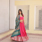 Lorenvalley Pink Viscose Jacquard Lehenga Choli with Gajji silk Dupatta | Swadesiicart