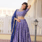 Lorenvalley Blue Pure Viscose Jacquard with Embroidered Sequins work Lehenga Choli | Swadesiicart